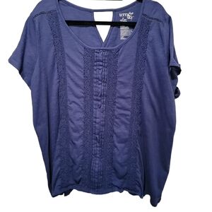 Terra & Sky size 3X blue short sleeve shirt Polyester and cotton